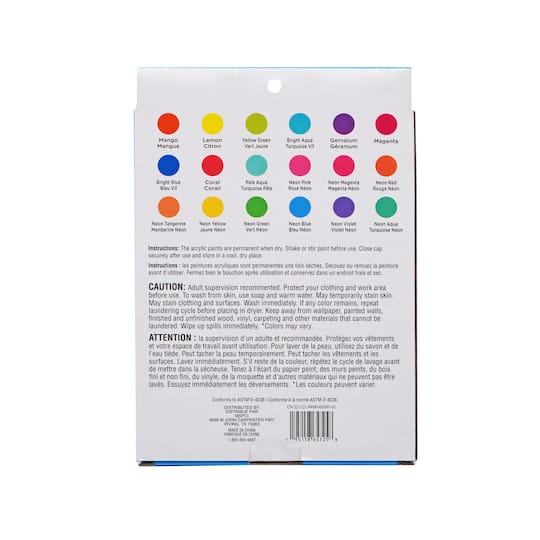 6 Packs: 18 ct. (108 total) Bright Glitter Acrylic Paint Set by Creatology™